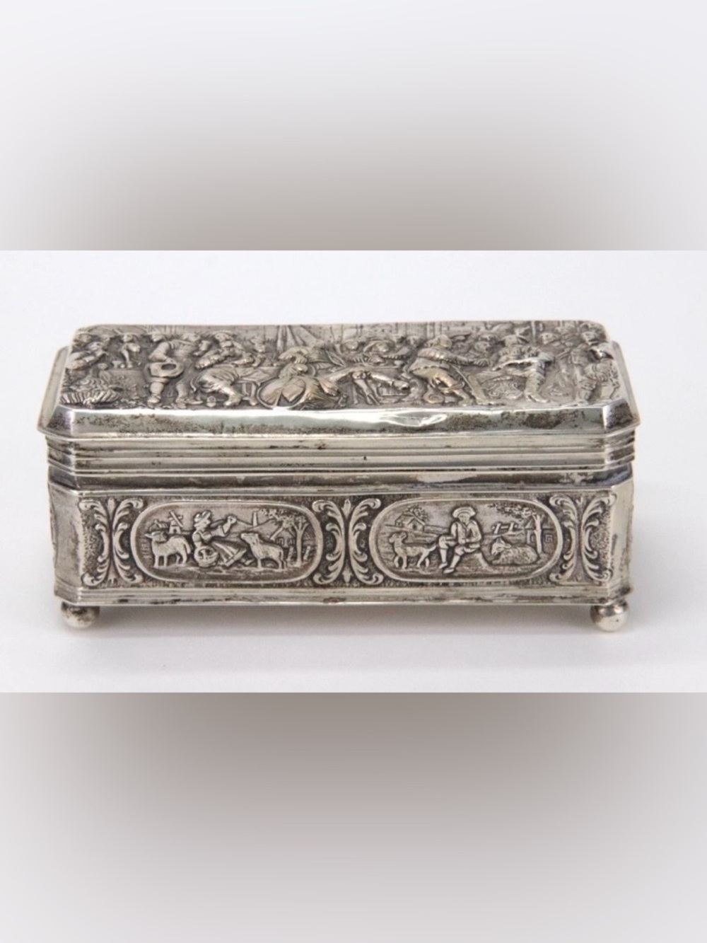 Antique 800 Silver Ornate Snuff Box